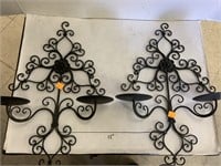 2 Metal Wall Hanging Candle Holders