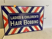 Hair Bobbing Metal Sign