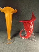 Italian Murano Glass Vase Cornucopia Vase