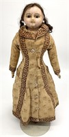 Mid 1800s Wax Head Doll, Original Clothes