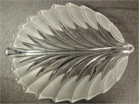 16" Waltherglas Frosted Leaf Bowl Dish Germany
