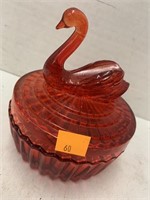 Ruby Red Swan Dish