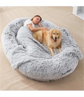 Homguava Large Human Dog Bed In grey plush