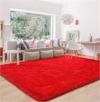 BENRON Plush Red Fluffy Rug Ultra Soft Furry