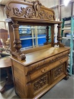 Mirrored Buffet/Side Server w/carved upper