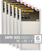 6PK 16"x25"x1" Filtrete MERV 5 Air Filter