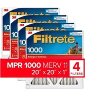 Four 3M Filtrete 20x20x1" Air Filter MERV 11