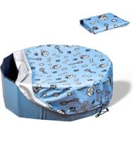 Two foldable round dog swimming pool covers