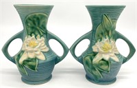 2 Roseville Pottery Water Lily Vases
