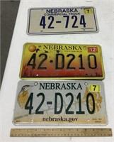 3 Nebraska license plates