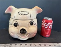 American Bisque Cardinal Pig Head Cookie Jar