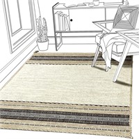 Cotton Area Rug 5x8 - Handcrafted (Ivory)