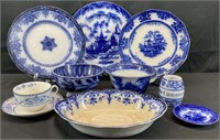 Antique Flow Blue & Blue & White China