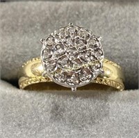Marked 10K Yellow Gold Diamond Ring Sz 7.5