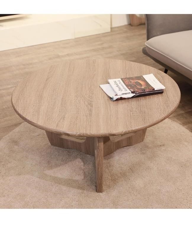 FINECASA Round Coffee Table with Curved Leg