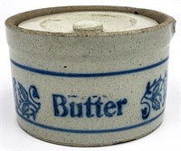 Antique Stoneware Butter Crock w/ Lid
