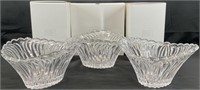 3 French Niagra Crystal Center Bowls