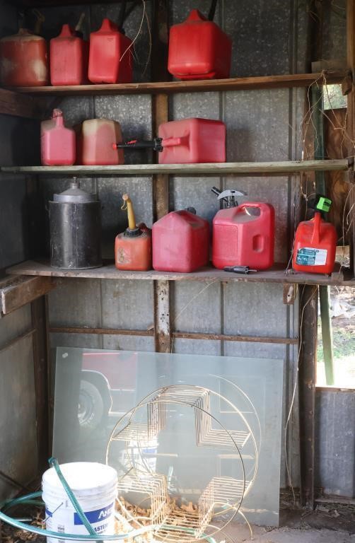 Gas Cans, Bucket, Stand