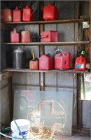 Gas Cans, Bucket, Stand