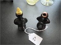 Vintage Black Ceramic Pie Birds