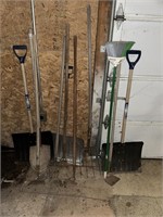 Shovels, garden tools, etc.