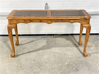 Solid Oak Sofa Table with Glass Inserts