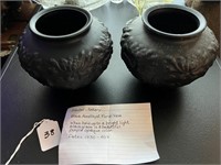 Vintage Black Glass Ceramic Vases