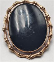 Elegant Pin w/Large Oval Onyx Stone