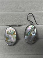 Sterling Silver Oval Abalone Earrings 925