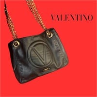 Valentino black leather Crossbody bag gold chain