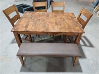 (6) Table, 4 Chairs & Bench