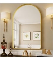 Gold arched wall mirror 24x36"