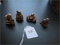 4 Japanese Netsuke Carved Figurines