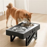 NEW $36 Grey Elevated Dog Bowl