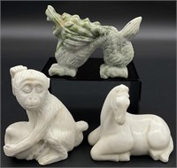 3pc Stone Animal Figurines