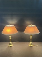 2 Vintage Bright Brass Lamps