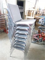 8 Stackable Fabric and Chrome Chairs