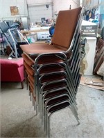 8 Stackable Fabric and Chrome Chairs