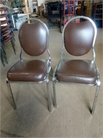 Two Chocolate Brown Cushioned and Chrome