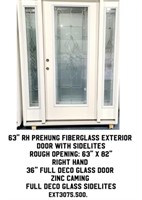 63" RH Prehung Fiberglass Exterior Door w/