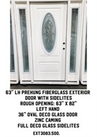 63" LH Prehung Exterior Door w/ Sidelites