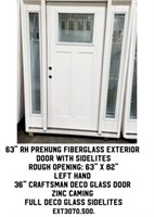 63" RH Prehung Exterior Door w/ Sidelites