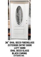 36" Oval Deco Fiberglass Exterior Entry Door