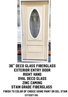 36" RH Deco Glass Fiberglass Exterior Entry Door