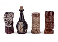 Tiki Mugs and Bottle