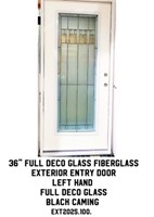36" Full Deco LH Fiberglass Exterior Entry Door