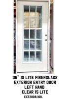 36" 15 Lite LH Fiberglass Exterior Entry Door