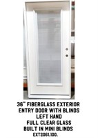 36" LH Fiberglass Exterior Entry Door w/ Blinds