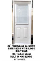 32" RH Fiberglass Exterior Entry Door w/ Blinds