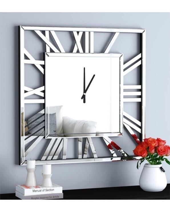 Modern Roman numeral wall clock mirror